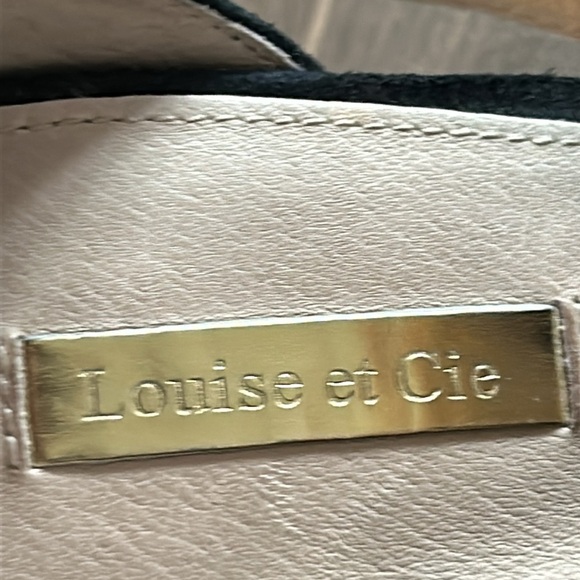 Louise et Cie Suede Peep Toe Ruffle Stiletto Zipper Heels Black Women Size 9.5 - Picture 12 of 16